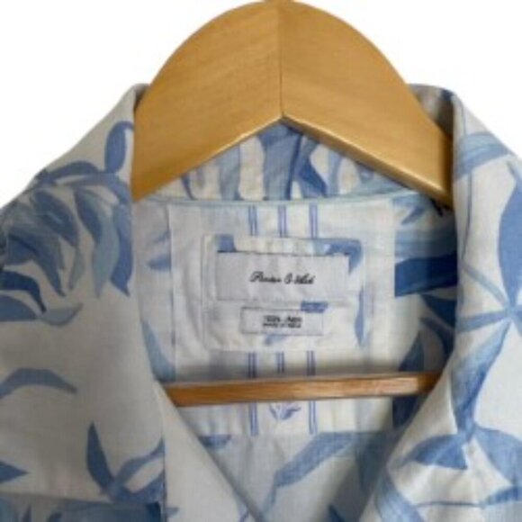 Porter & Ash Blue & White Linen Button Down Shirt Large - Picture 2 of 4